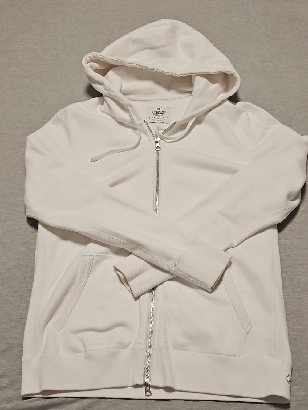 Reigning Champ X Club Monaco White Men's Terry Zip-Up Hoodie Jacket